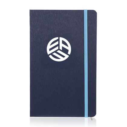 Custom Hardcover Journals with Color Band - Blue