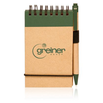Custom ECO Jotters with Pen - Green Custom ECO Jotters with Pen - Green