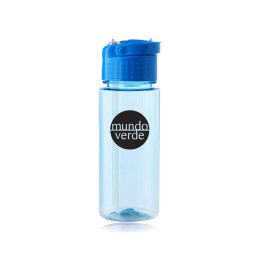 Custom 17 oz Transparent Plastic Water Bottle with Carrying Handle - Blue 