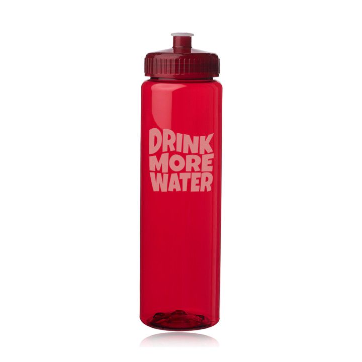 Custom 32 oz Poly Clear Plastic Water Bottle with Lid