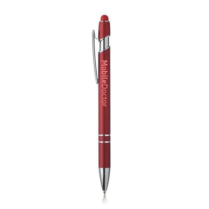 Custom Adonis Stylus Pen with Chrome Trim - Red