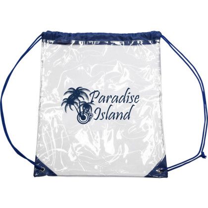 Custom Plastic Drawstring Bags - Blue