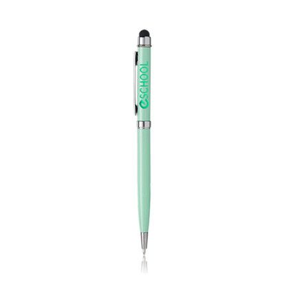 Custom Slim Executive Metal Pen with Stylus - Mint
