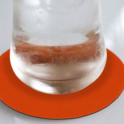 Custom 4 inch Round Foam Bud Coasters - Red In Use 