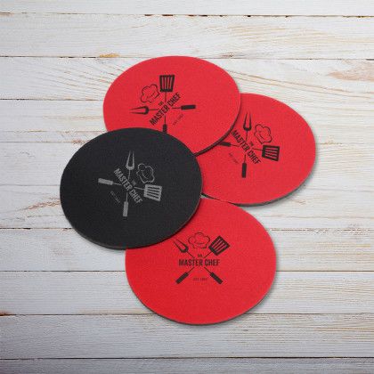 Custom 4 inch Round Foam Bud Coasters - Lifestyle