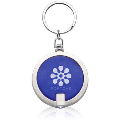 Custom Round LED Keychains - Blue Custom Round LED Keychains - Blue