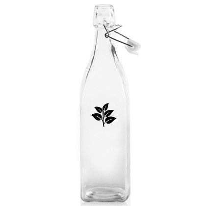 Custom 34 oz Wire Lid Square Glass Carafe Water Bottles - Clear Custom 34 oz Wire Lid Square Glass Carafe Water Bottles - Clear