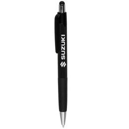 Custom Plastic Pens with Touch Screen Stylus - Metallic Black