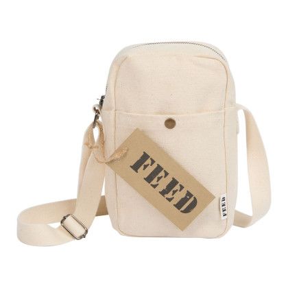 Custom FEED Organic Cotton Crossbody - Natural Front View