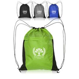 Custom Mesh Accent Drawstring Backpacks - All Colors 