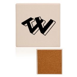 Custom 4" Square Personalized Ceramic Coasters - Natural