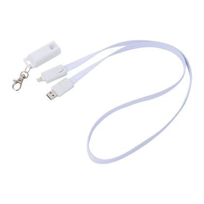 Custom 5-in-1 40W PD Charging Cable Lanyard - White Full Charger Wire