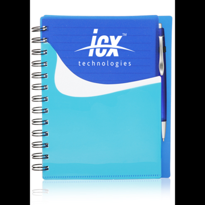 Custom Spiral Notebooks with Front Pocket - Blue