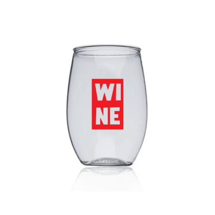 Custom 16 oz. Plastic Stemless Wine Glasses - Clear