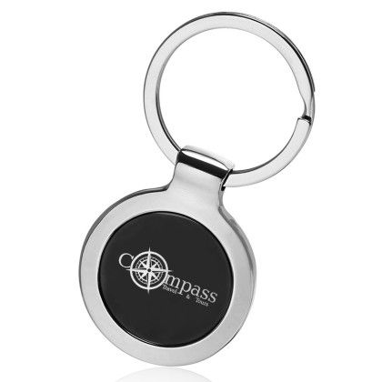 Custom Round Two Tone Keychains - Black Custom Round Two Tone Keychains - Black