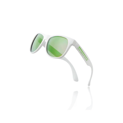 Custom Color Lens Sunglasses w White Frames - Green