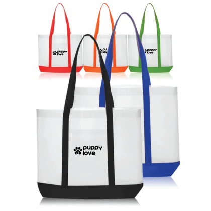 Custom Trim Color Non-Woven Tote Bags - All Colors 