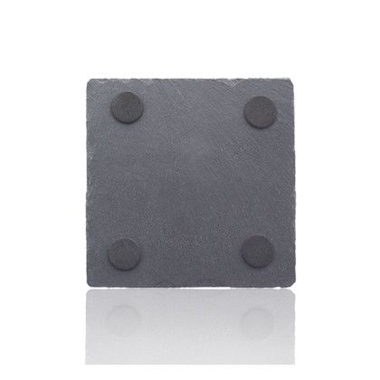 Custom Sohag Square Slate Coasters - Black Back View