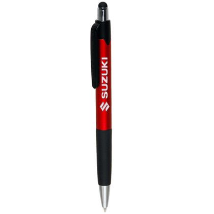 Custom Plastic Pens with Touch Screen Stylus - Metallic Red