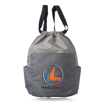 Custom Kindling Satchel Drawstring Backpacks - Grey