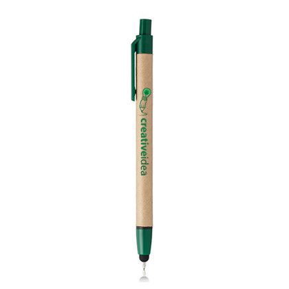 Custom Recycled Ballpoint Stylus Pens - Dark Green 
