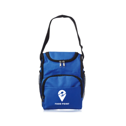 Custom Multipurpose Zippered Lunch Bags - Blue Front Strap View