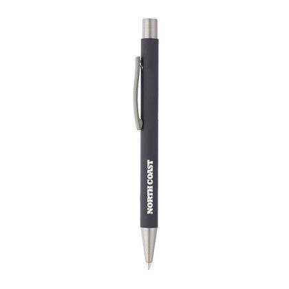 Custom Cordova Rubber Coated Metal Pens - Black