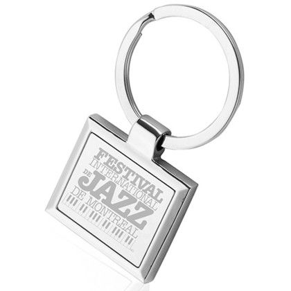 Custom Square Frame Metal Keychains - Silver