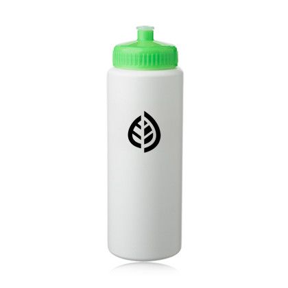 Custom 32 oz HDPE Plastic Sports Water Bottles - Neon Lime Green