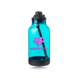 Custom 64 oz. Plastic Sports Bottles with Capacity Markings - Teal