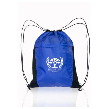 Custom Mesh Accent Drawstring Backpacks - Blue
