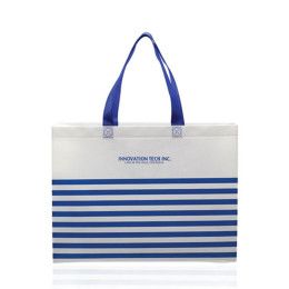 Custom Seaside Striped Tote Bags - Blue
