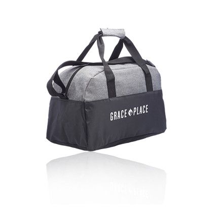Custom Executive Two-Tone Duffel Bags - Grey Side View 