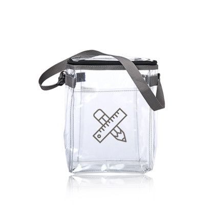 Custom Saturn Clear Lunch Bags - Grey Handle Down