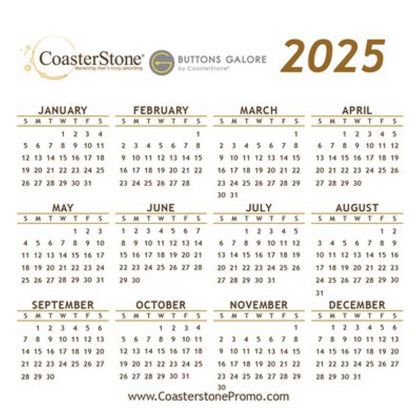 Custom CoasterStone Square Absorbent Stone Coaster - Single 4 1/4" x 4 1/4" - Calendar