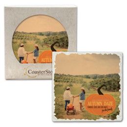 Custom CoasterStone 4" Tumbled Square Single 