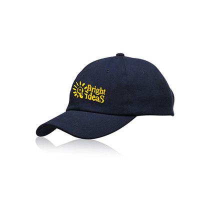 Custom 6 Panel Unconstructed Brushed Cotton Caps - Navy Blue