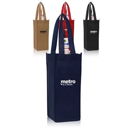 Custom Non Woven Vineyard One Bottle Wine Bags - All Colors 