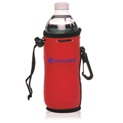 Custom Neoprene Water Bottle Drawstring Insulators -Red