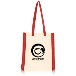 Custom Side Stripes Cotton Tote Bags - Red 