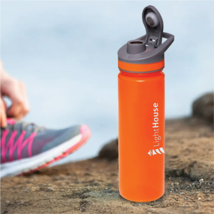Custom 22 oz. Plastic Sports Water Bottles with Flip Lid -  Orange Lifestyle
