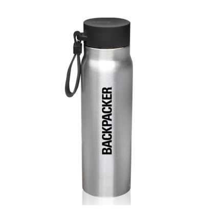 Custom 17 oz Vacuum Insulated Water Bottles with Carrying Strap - Black 