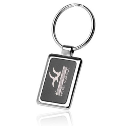 Custom Square Black & Chrome Keychains - Black Custom Square Black & Chrome Keychains - Black