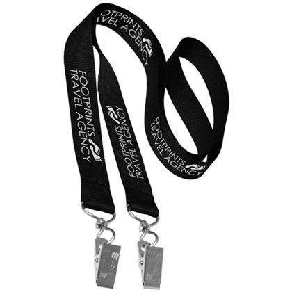 Custom 0.75" Double Ended Polyester Lanyard - Black 