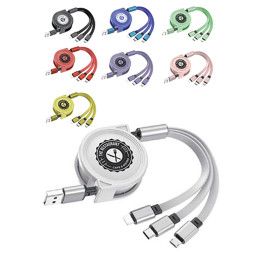 Custom 3-in-1 Retractable Cable for iPhone and Samsung - All Colors 