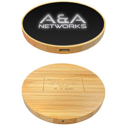 Custom 10 W Wireless Bamboo Charging Pad - Bamboo