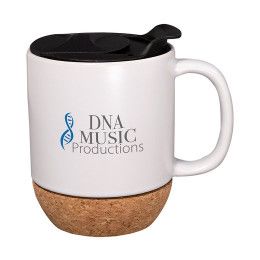 Custom 14oz Ceramic Mug With Cork Base - White Custom 14oz Ceramic Mug With Cork Base - White