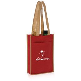 Custom Two Bottle Non Woven Wine Bags - Burgundy