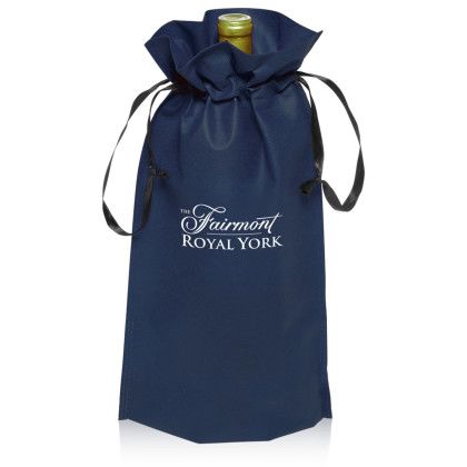 Custom Non-Woven Vineyard Ribbon Drawstring Bags - Navy Blue Custom Non-Woven Vineyard Ribbon Drawstring Bags - Navy Blue