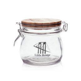 Custom 16 oz Glass Candy Jars with Wire Wooden Lids - Clear